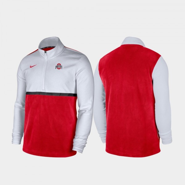 Ohio State Buckeyes Men's White Scarlet Quarter-Zip Pullover Color Block College Football Jacket 2404OMBE8